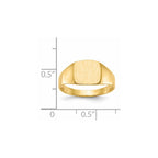 14k 9.0x8.5mm Cushion Closed Back Signet Ring