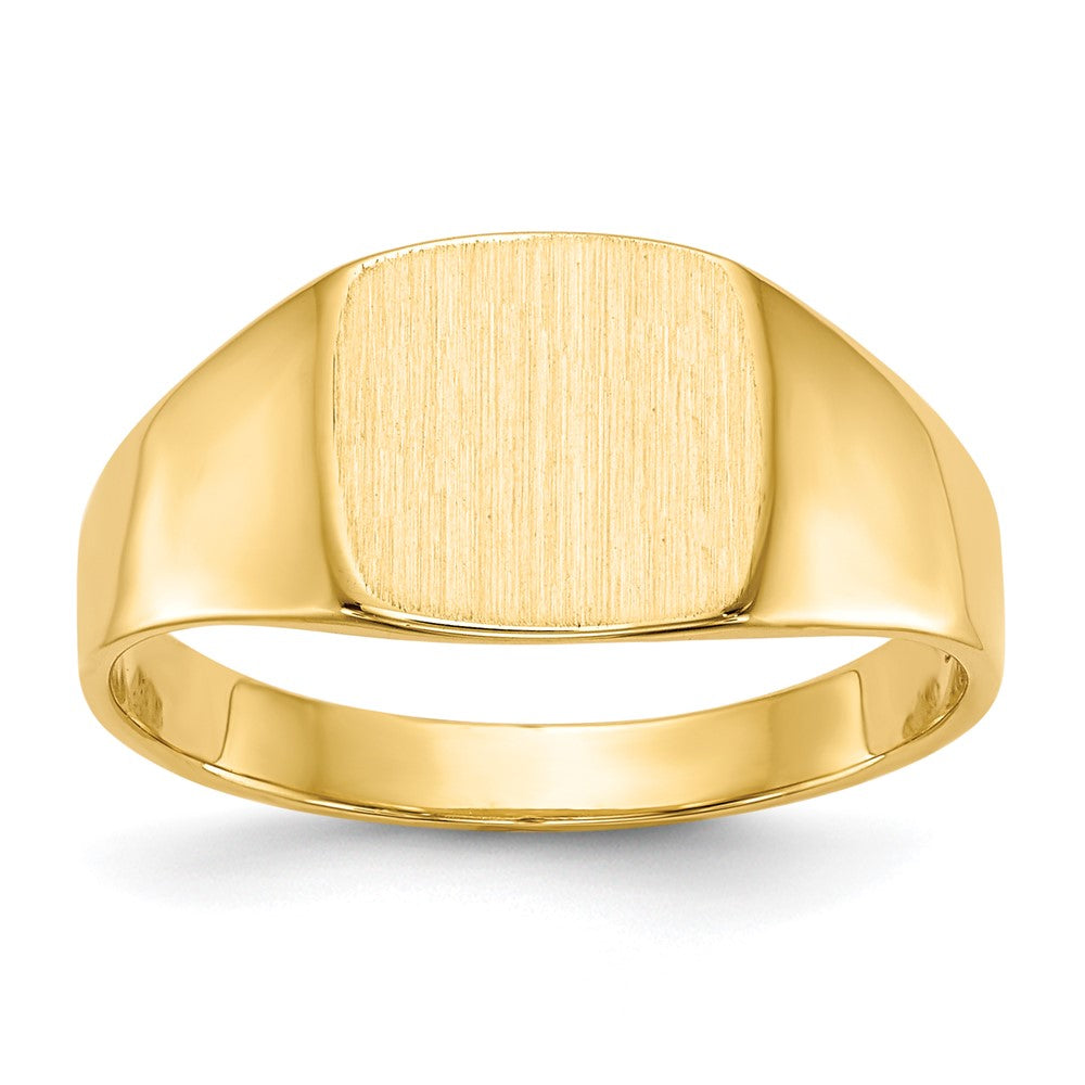 14k 9.0x8.5mm Cushion Closed Back Signet Ring