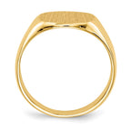 14k 13.5x12.5mm Cushion Closed Back Mens Signet Ring