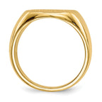 14k 15.0x13.5mm Cushion Closed Back Mens Signet Ring
