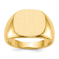 14k 15.0x13.5mm Cushion Closed Back Mens Signet Ring