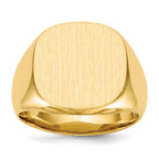 14k 17.0x16.0mm Cushion Closed Back Mens Signet Ring