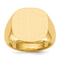 14k 17.0x17.0mm Cushion Closed Back Mens Signet Ring