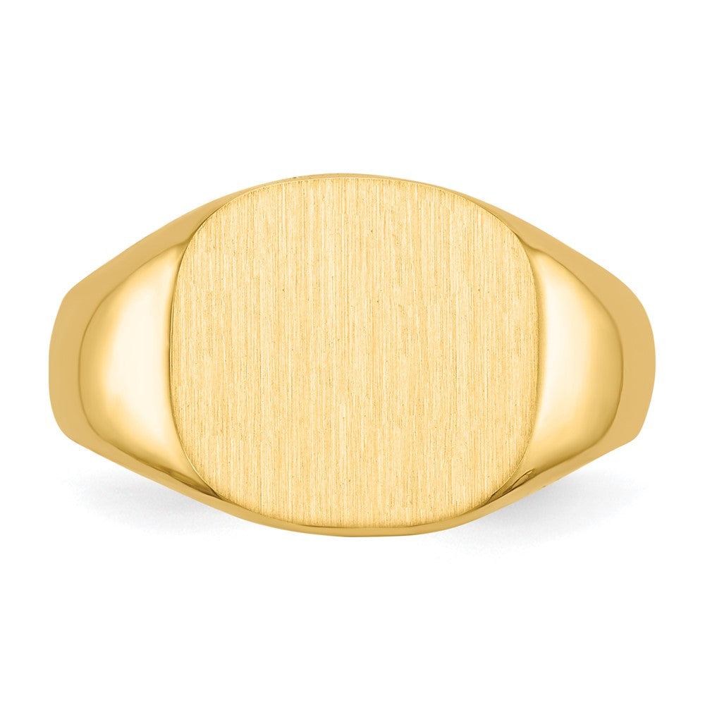 14k 13.5x12.0mm Cushion Open Back Mens Signet Ring