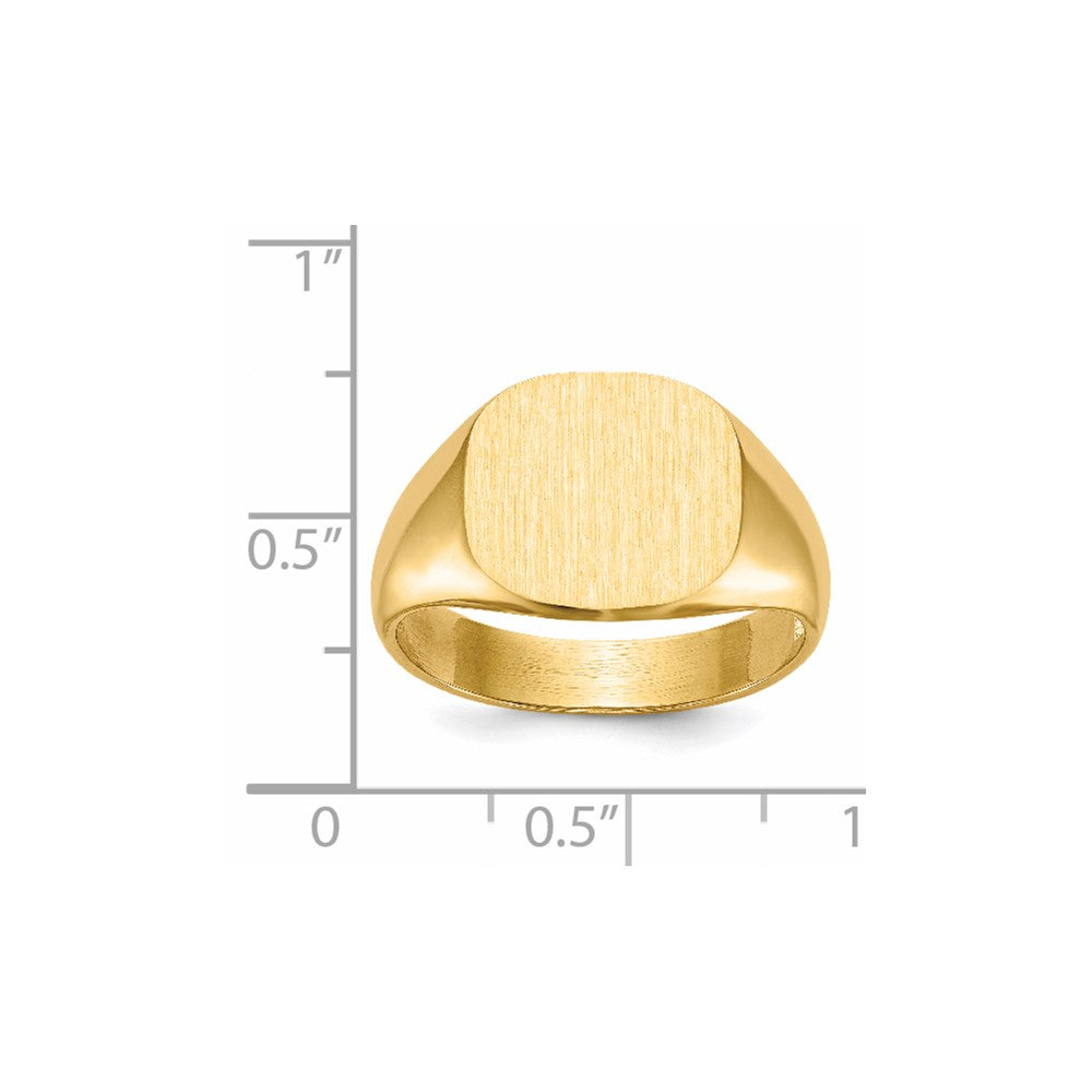 14k 13.5x12.0mm Cushion Open Back Mens Signet Ring
