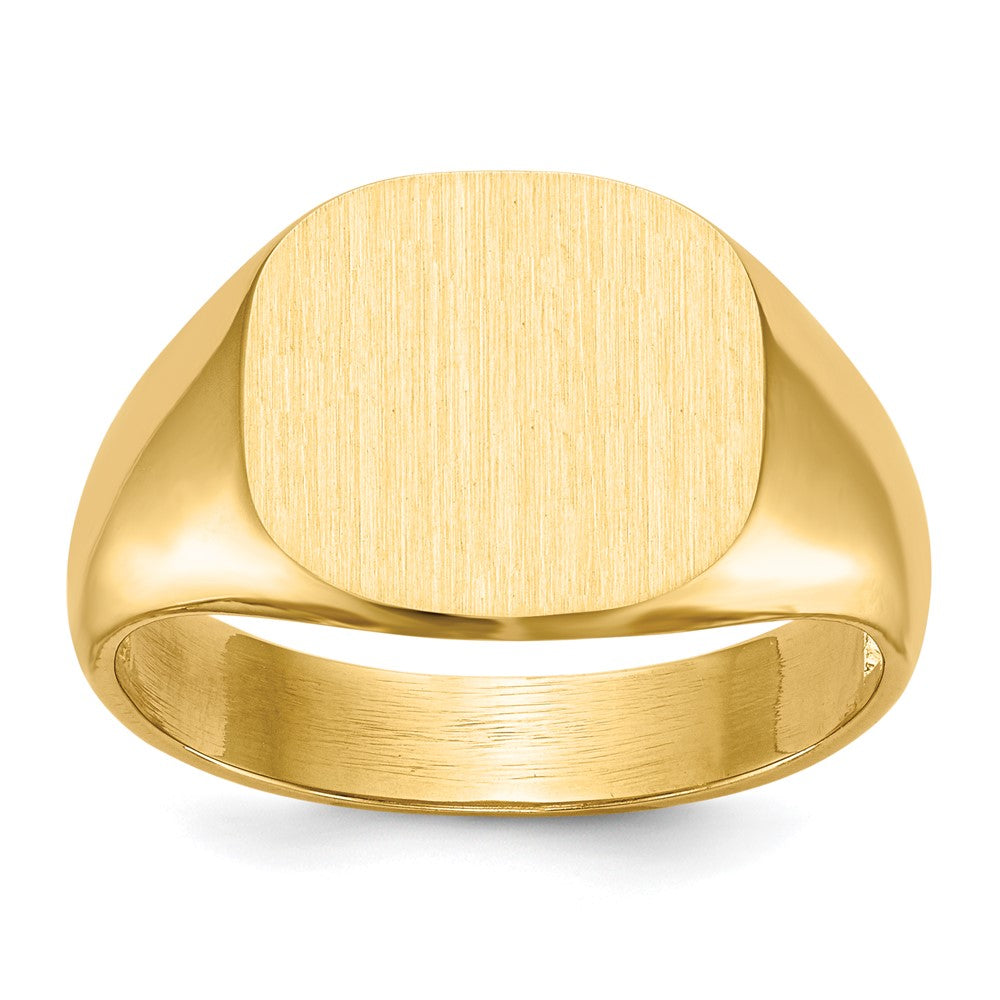 14k 13.5x12.0mm Cushion Open Back Mens Signet Ring