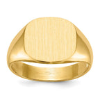 14k 13.5x12.0mm Cushion Open Back Mens Signet Ring