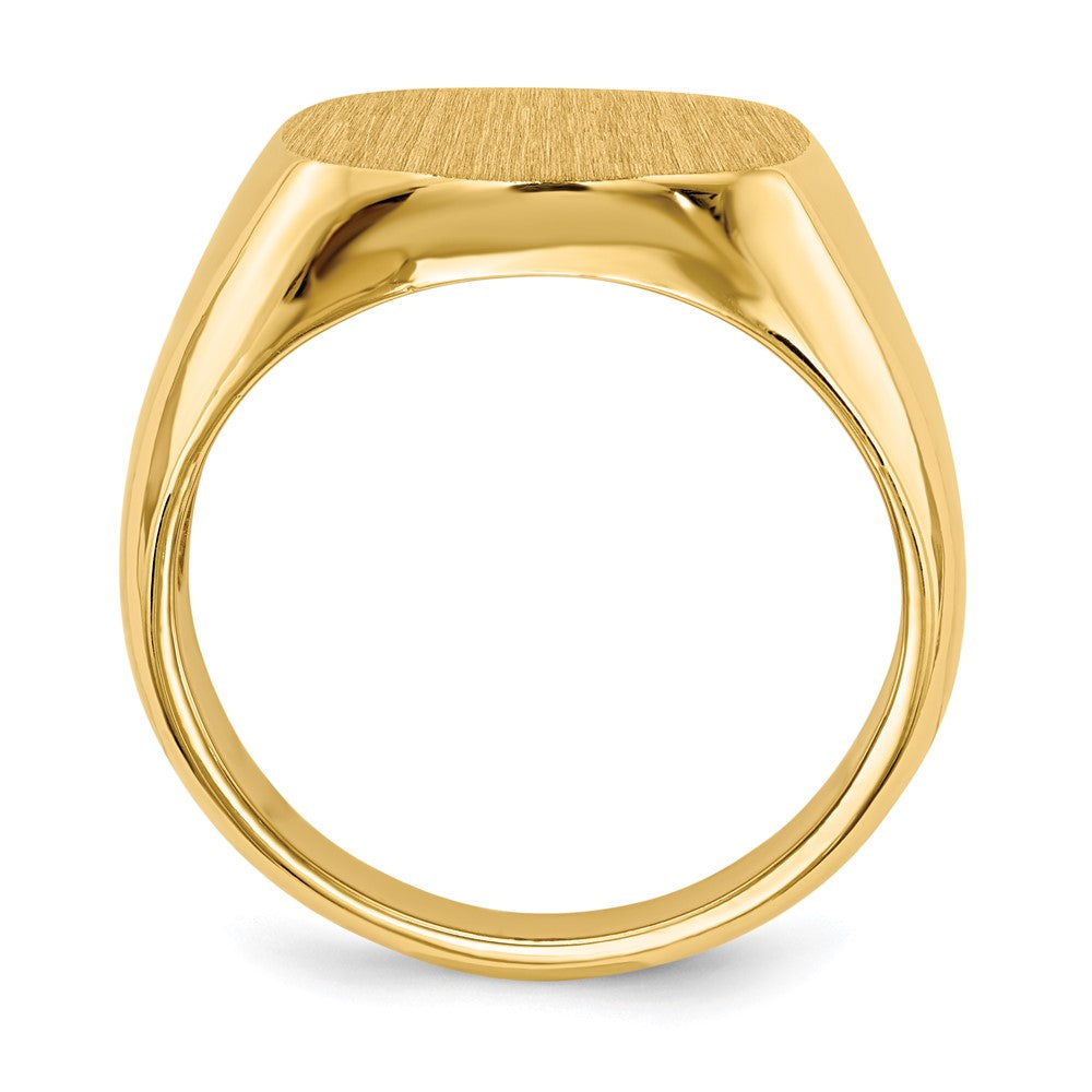 14k 15.0x13.5mm Cushion Open Back Mens Signet Ring