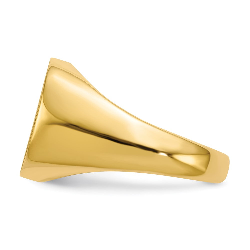 14k 15.0x13.5mm Cushion Open Back Mens Signet Ring