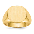 14k 15.0x13.5mm Cushion Open Back Mens Signet Ring