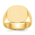 14k 15.0x15.5mm Cushion Open Back Mens Signet Ring