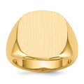 14k 17.0x17.0mm Cushion Open Back Mens Signet Ring