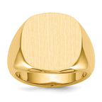 14k 17.0x17.0mm Cushion Open Back Mens Signet Ring