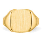 14k 10.0x10.0mm Cushion Closed Back Signet Ring