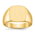 14k 13.0x12.0mm Cushion Closed Back Mens Signet Ring