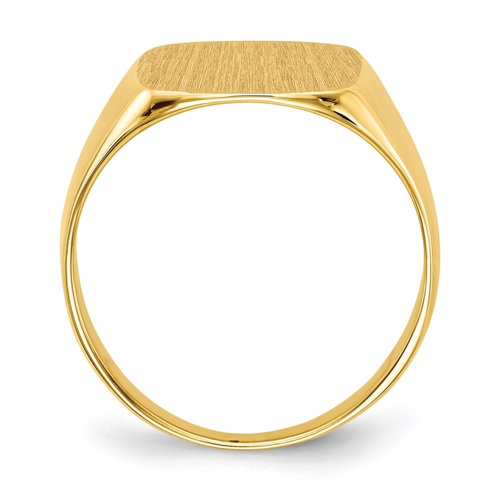 14k 13.5x15.0mm Cushion Closed Back Mens Signet Ring