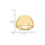 14k 13.5x15.0mm Cushion Closed Back Mens Signet Ring
