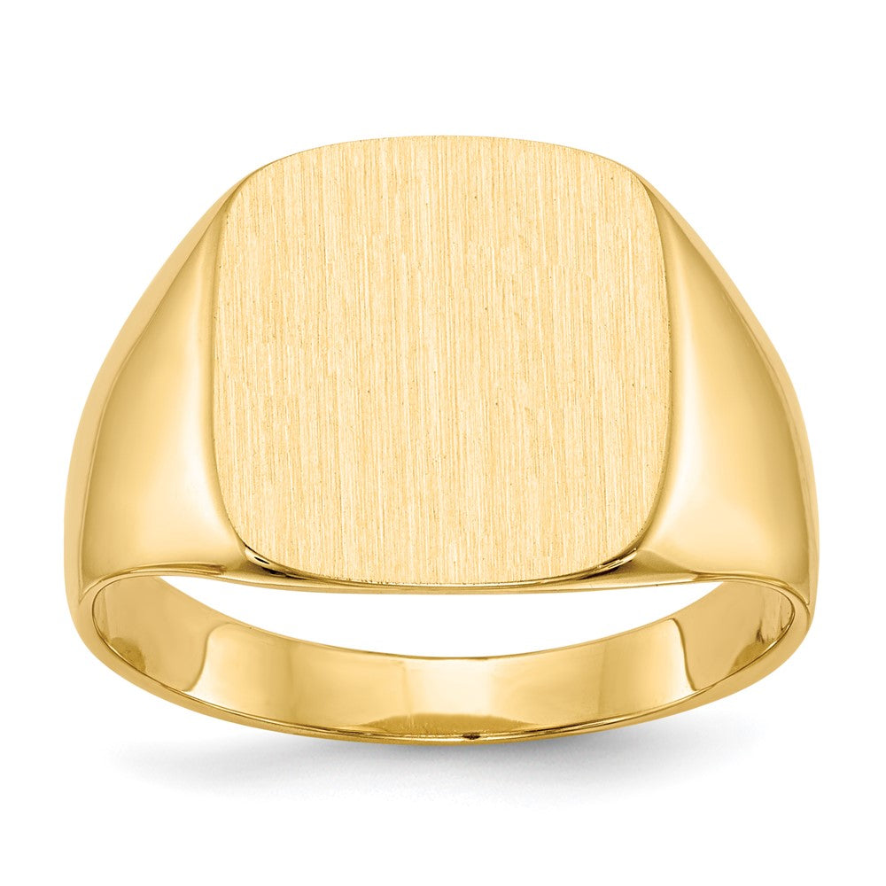 14k 13.5x15.0mm Cushion Closed Back Mens Signet Ring