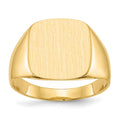 14k 13.5x15.0mm Cushion Closed Back Mens Signet Ring