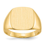 14k 13.5x15.0mm Cushion Closed Back Mens Signet Ring