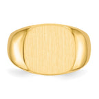 14k 15.5x14.0mm Cushion Closed Back Mens Signet Ring