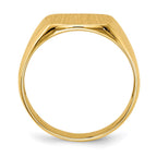 14k 12.5x12.5mm Cushion Open Back Mens Signet Ring