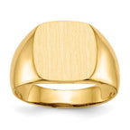 14k 12.5x12.5mm Cushion Open Back Mens Signet Ring