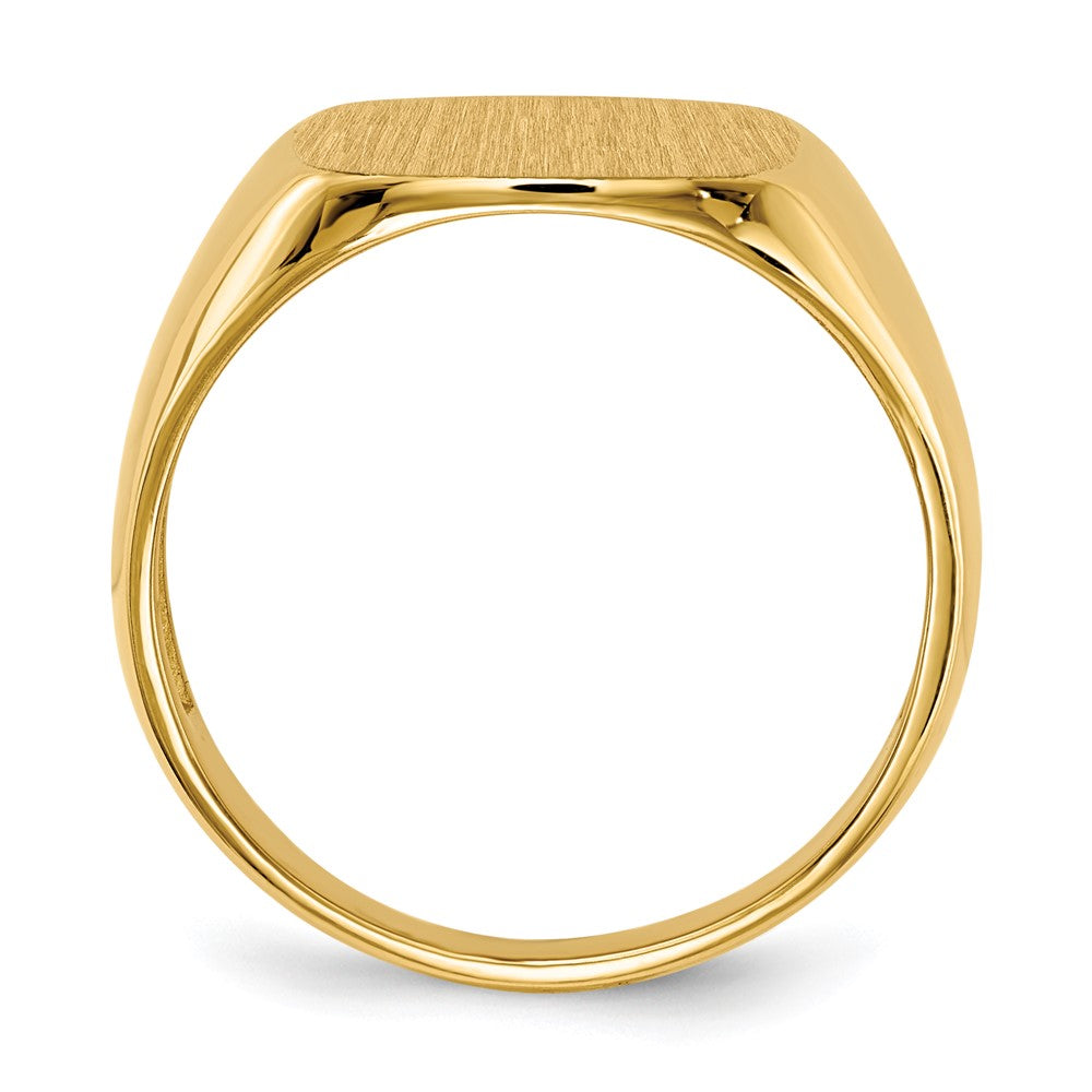 14k 13.5x15.0mm Cushion Open Back Mens Signet Ring