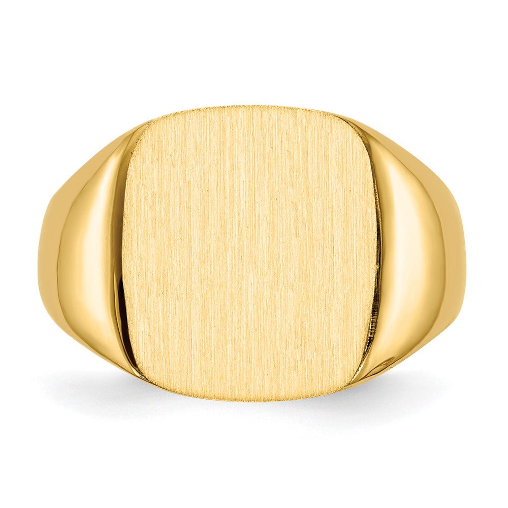 14k 13.5x15.0mm Cushion Open Back Mens Signet Ring