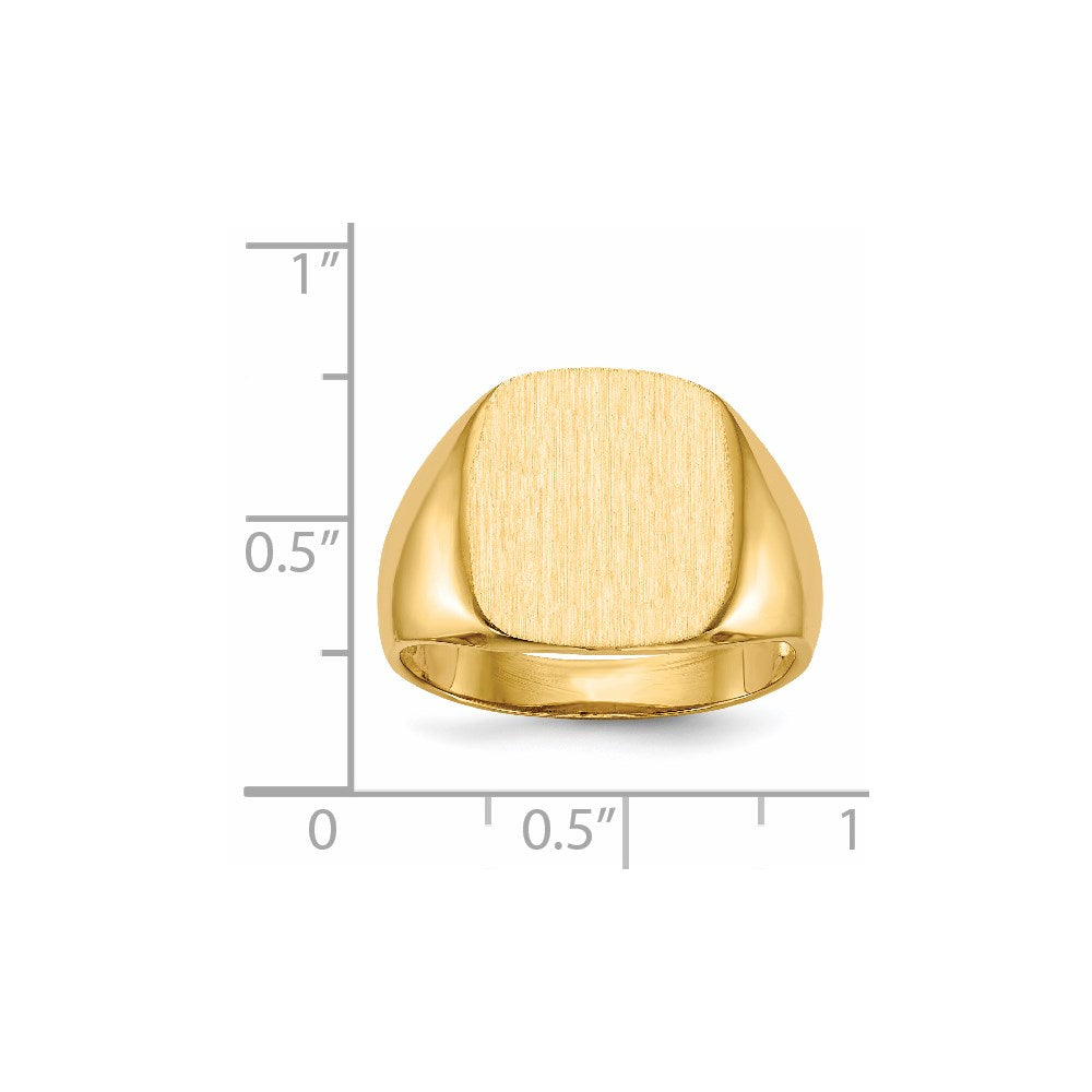 14k 13.5x15.0mm Cushion Open Back Mens Signet Ring
