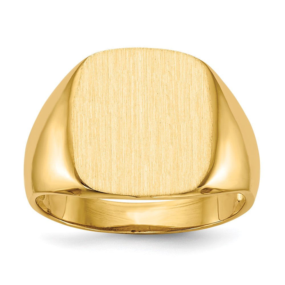 14k 13.5x15.0mm Cushion Open Back Mens Signet Ring