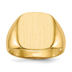 14k 13.5x15.0mm Cushion Open Back Mens Signet Ring