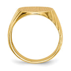 14k 13.5x13.5mm Cushion Open Back Mens Signet Ring