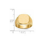 14k 13.5x13.5mm Cushion Open Back Mens Signet Ring