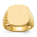 14k 16.5x18.0mm Cushion Open Back Mens Signet Ring