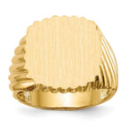 14k 16.5x18.0mm Cushion Open Back Mens Signet Ring
