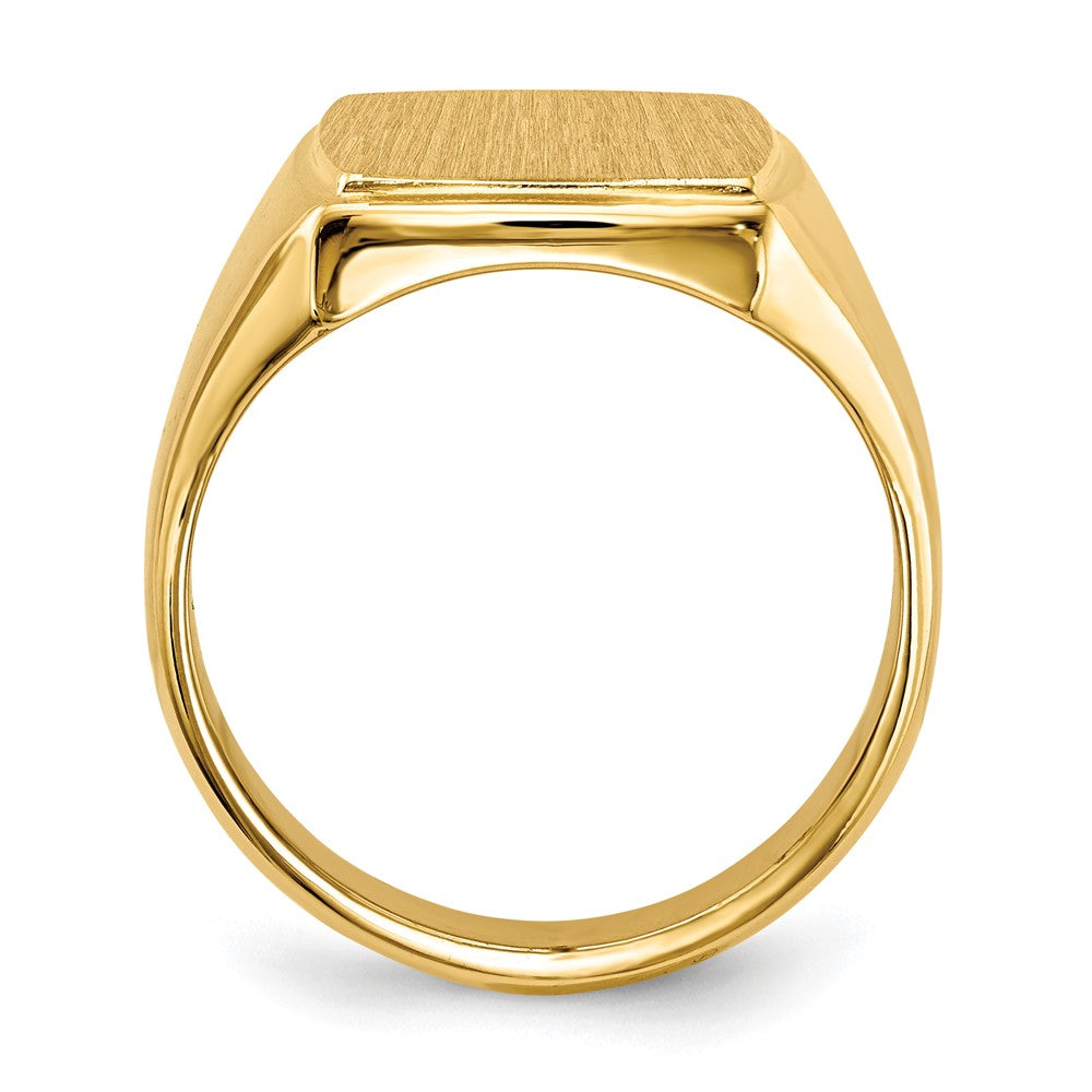 14k 13.0x14.5mm Rectangle Closed Back Mens Signet Ring