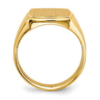 14k 13.0x14.5mm Rectangle Closed Back Mens Signet Ring