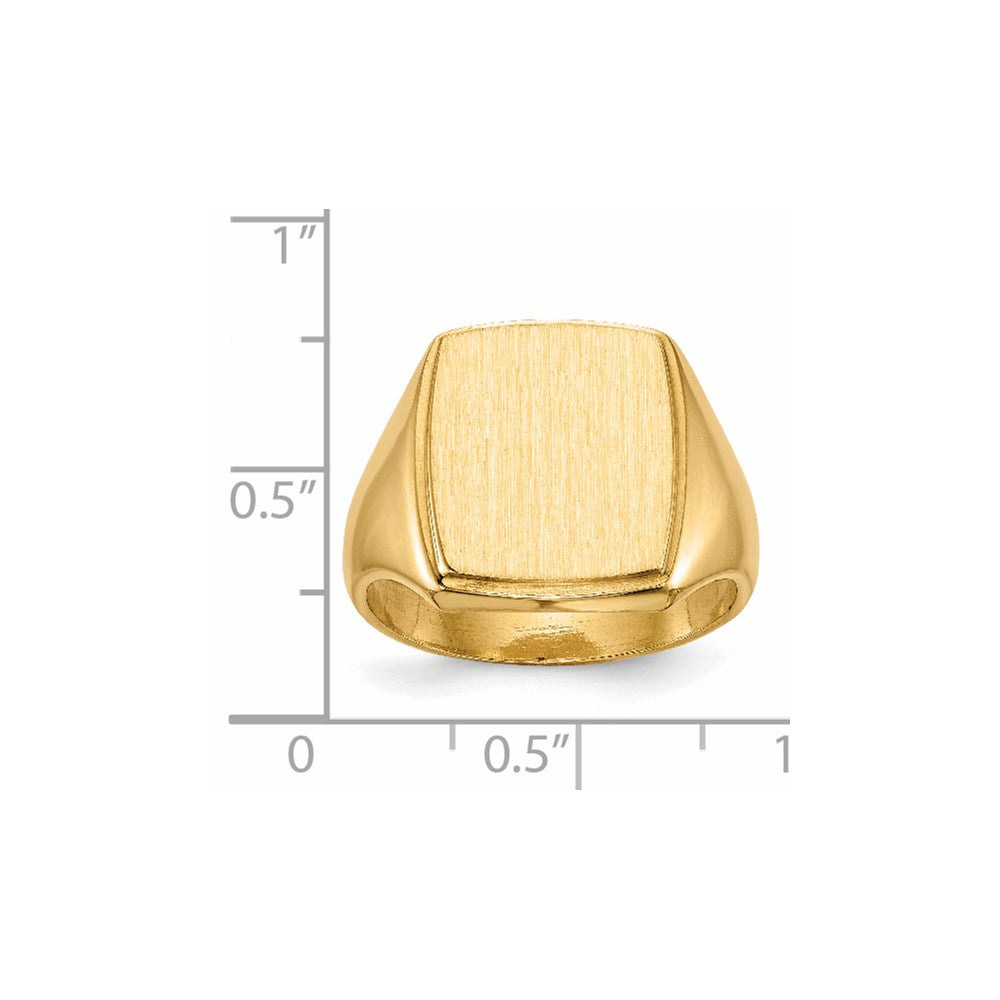 14k 13.0x14.5mm Rectangle Closed Back Mens Signet Ring