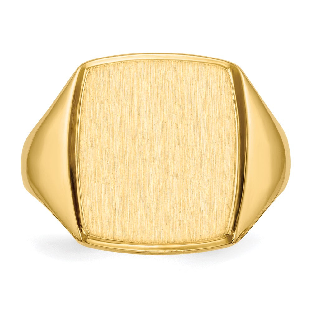 14k 13.0x14.5mm Rectangle Open Back Mens Signet Ring