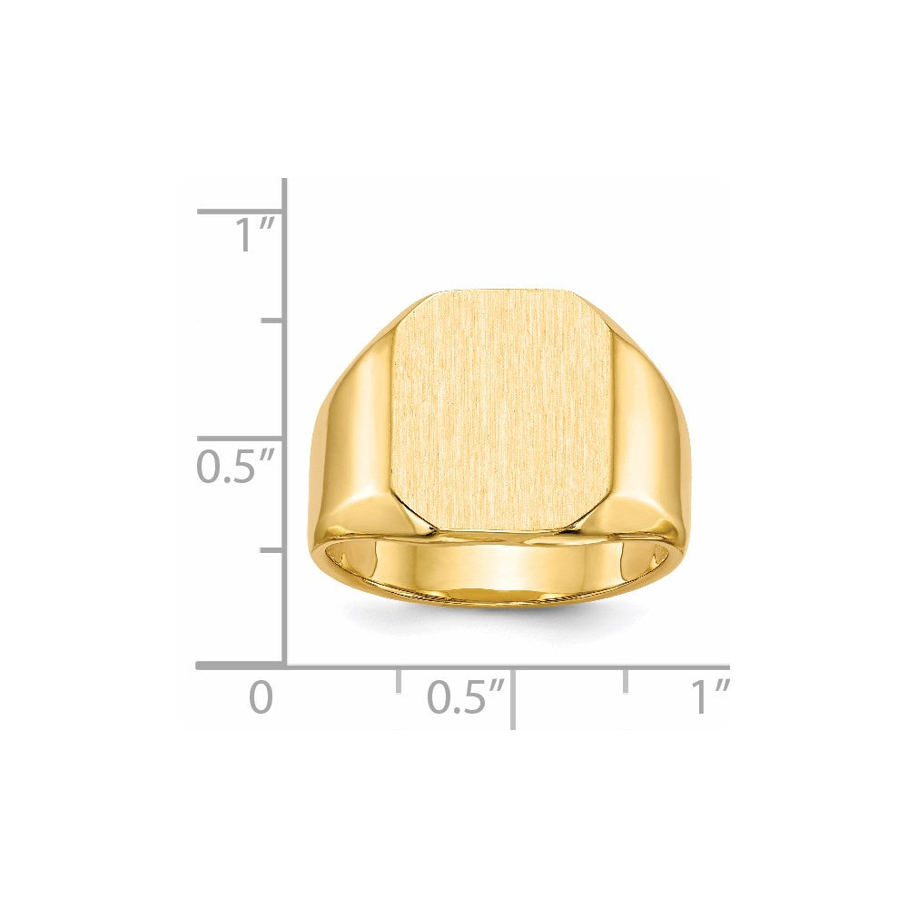 14k 13.0x15.5mm Octagon Closed Back Mens Signet Ring