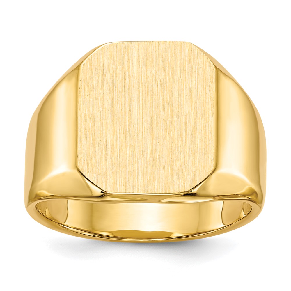 14k 13.0x15.5mm Octagon Closed Back Mens Signet Ring