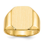14k 13.0x15.5mm Octagon Closed Back Mens Signet Ring