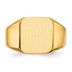 10k 13.0x12.5mm Square Open Back Mens Signet Ring