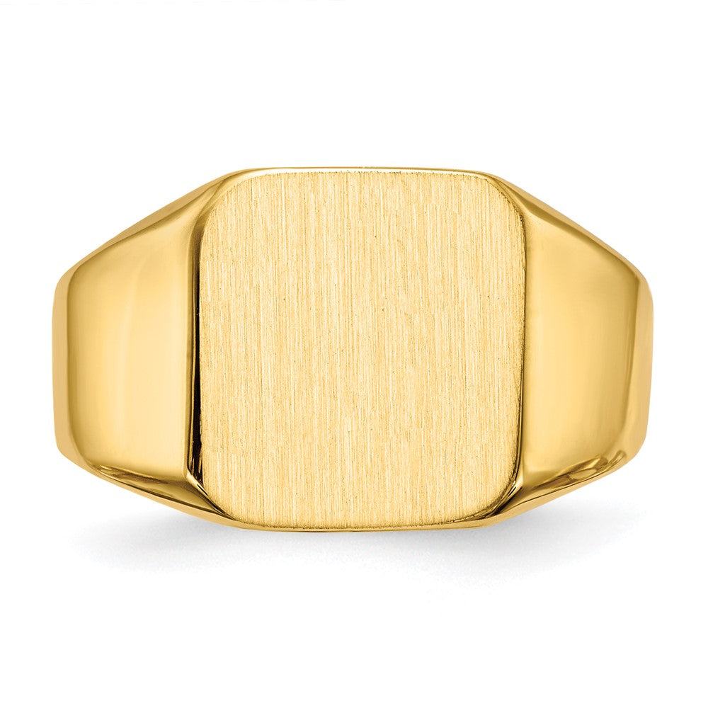 10k 13.0x12.5mm Square Open Back Mens Signet Ring