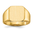 10k 13.0x12.5mm Square Open Back Mens Signet Ring