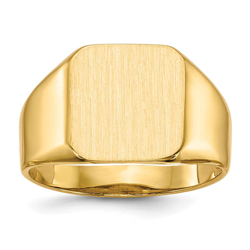 10k 13.0x12.5mm Square Open Back Mens Signet Ring