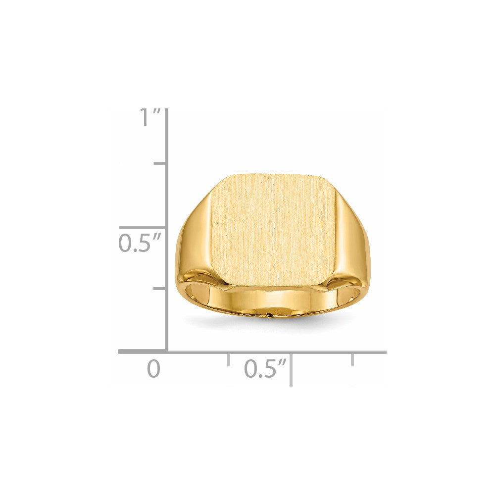 14k 13.0x14.0mm Octagon Closed Back Mens Signet Ring