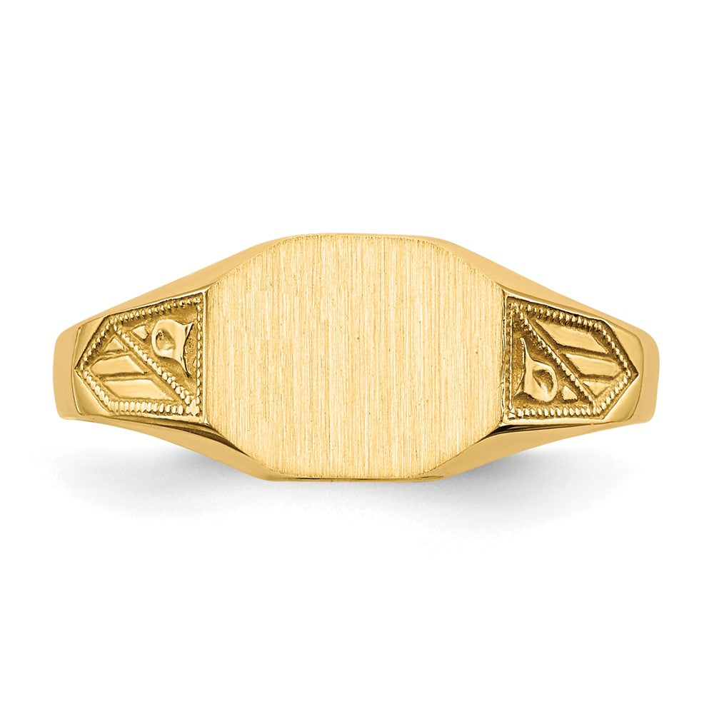 14k 8.5x7.0mm Octagon Closed Back Signet Ring
