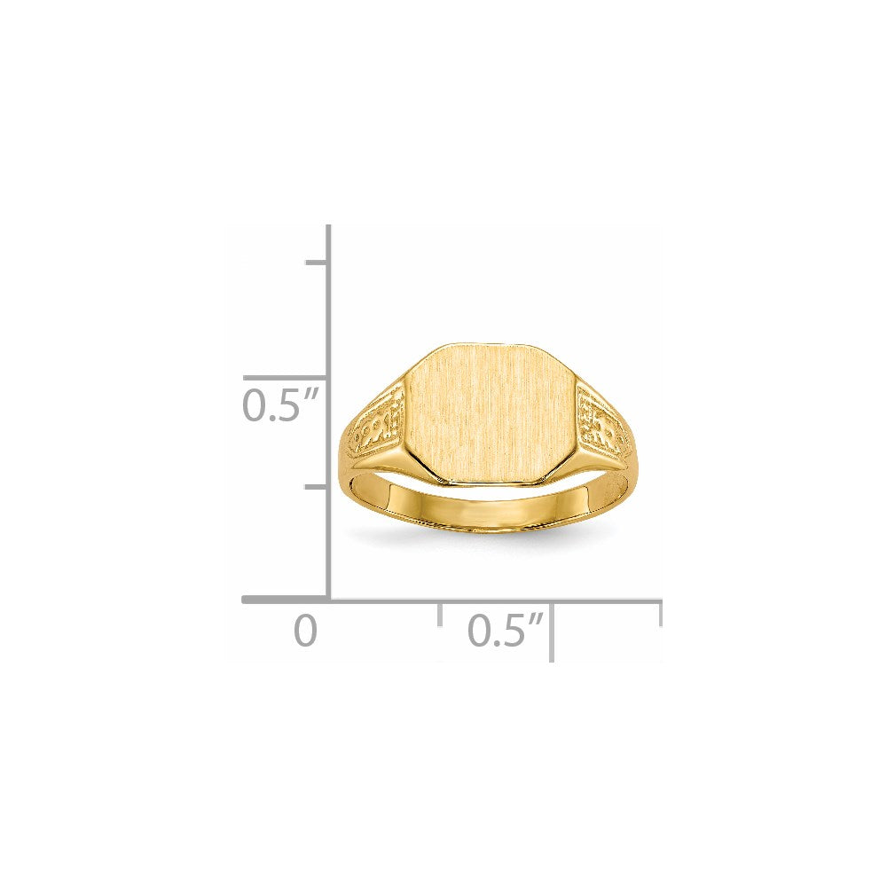 14k 11.0x9.0mm Octagon Closed Back Signet Ring